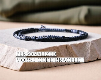 Men's Bracelet, Custom Morse Code Bracelet for Men Personalized