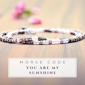 You Are My Sunshine Morse Code Bracelet, Daughter Bracelet, Gift for Mom from Daughter, Granddaughter Bracelet, Cute Friendship Bracelet