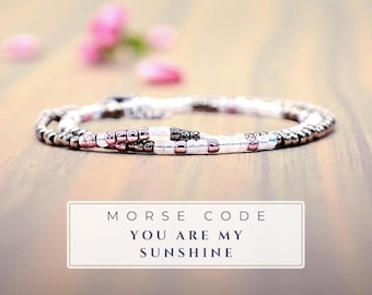 You Are My Sunshine Morse Code Bracelet, Daughter Bracelet, Gift for Mom from Daughter, Granddaughter Bracelet, Cute Friendship Bracelet