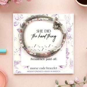 She Did the Hard Thing Morse Code Bracelet, Graduation Gift for Her, Empowerment Gift, Support Gift for Her, Self Love Gift, Mental Health