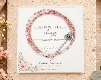 God is With You Always Morse Code Bracelet | Matthew 28:20 Bible Verse Jewelry | Dainty Christian Strength Gift