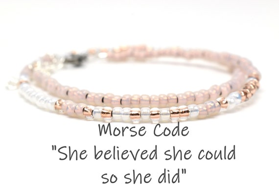 She Believed She Could So She Did Bracelet Morse Code | Etsy
