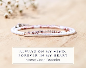 Custom Memorial Bracelet - Always On My Mind Forever In My Heart - Personalized Remembrance Jewelry - Sympathy Gift for Her - Bereavement
