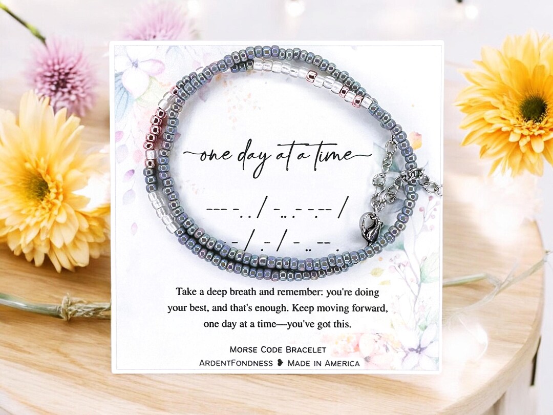 One Day at a Time Bracelet for Women Morse Code Jewelry, Serenity ...