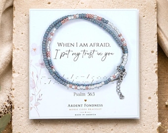 Unique "When I Am Afraid I Put My Trust In You" Morse Code Bracelet - Personalized Psalm 56 3 Faith Gift