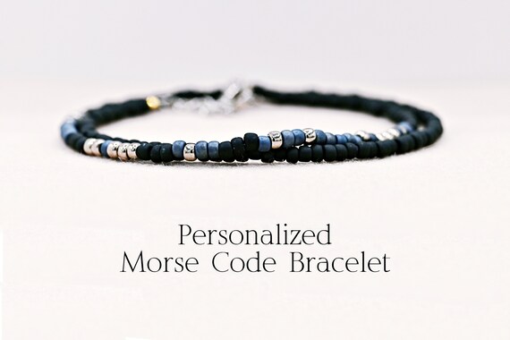 Friendship Bracelet Blue Moon Beads Morse Code Bracelet Blue Moon