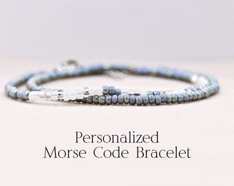 Personalized Bracelet Custom Bracelet Simple Minimalist Jewelry Morse Code Beaded Wrap Bracelet Personalized Gift Friendship Gift for her