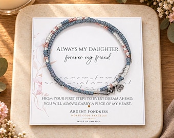 Always My Daughter Forever My Friend Morse Code Beaded Bracelet, Unique Meaningful Jewelry, Christmas Birthday Gift Idea from Mom Mother