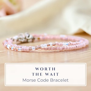 Morse Code "Worth the Wait" Bracelet: Stainless Steel Christian Gift