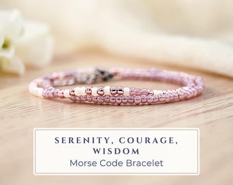 Morse Code Serenity Bracelet - Serenity Prayer Jewelry for Women