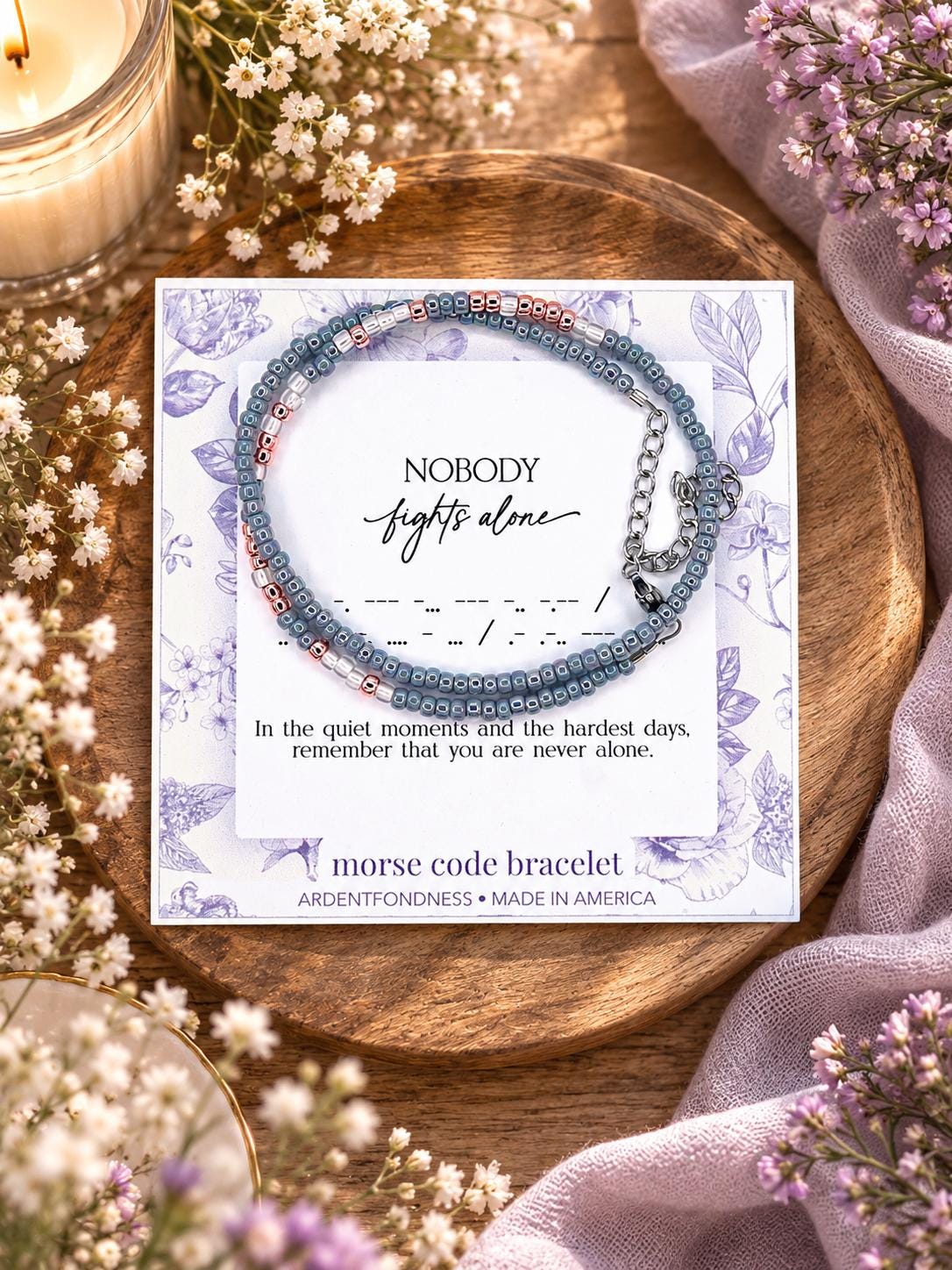 Nobody Fights Alone Bracelet, Survivor Gift, Cancer Support