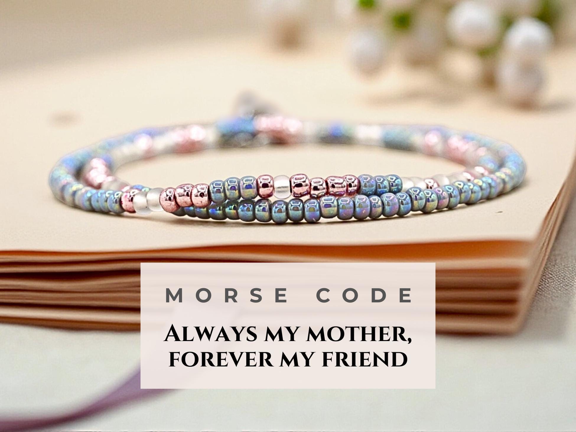 Mother Bracelet Morse Code Bracelet for Mom Birthday Gift Jewelry Meaningful Gift Always my mother forever my friend Christmas Gift Custom