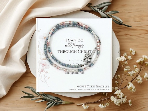 I can do all things through Christ Bracelet Philippians 4 13 Jewelry, Motivational Gifts for Her Bible Verse Bracelet Secret Message Jewelry