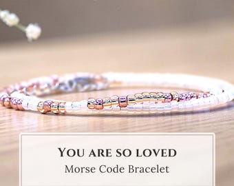 You Are So Loved Morse Code Bracelet | Dainty Encouragement Gift | Adjustable Minimalist Affirmation Jewelry