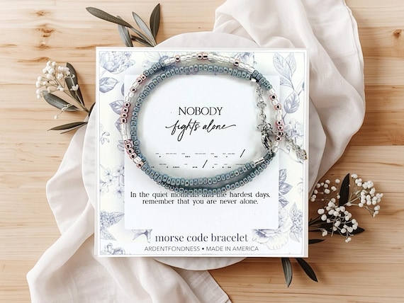 Nobody Fights Alone Bracelet, Supportive Gift for Women, Cancer Support Jewelry, Get Well Soon, Strength, Support Encouragement Fighter