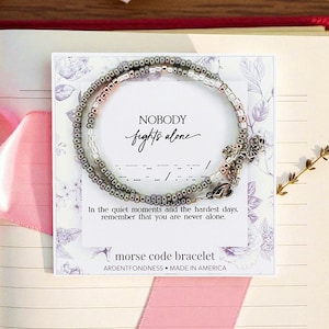 Nobody Fights Alone Bracelet, Supportive Gift for Women, Cancer Support Jewelry, Get Well Soon, Strength, Support Encouragement Fighter
