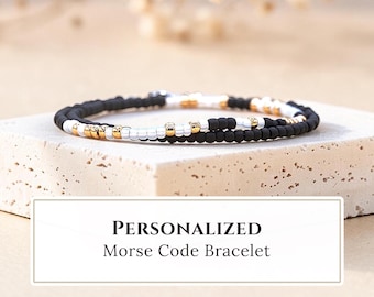 Custom Morse Code Bracelet Personalized Message | Dainty Beaded Secret Message Jewelry | Unique Minimalist Keepsake