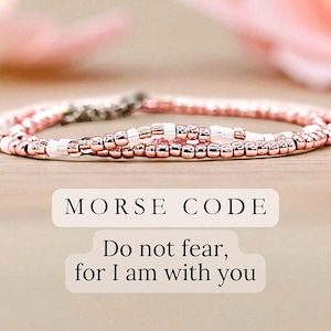 Do Not Fear For I Am With You Morse Code Beaded Bracelet, Isaiah 41:10 Jewelry, Christian Gift for Women, Bible Verse Scripture Religious
