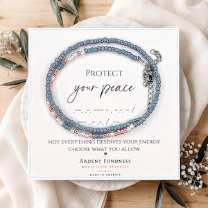 Protect Your Peace Morse Code Bracelet, Empowering Gift for Her, Self Love Beaded Jewelry, Inspirational Affirmation Bracelet for Women