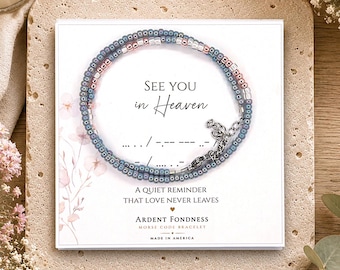 See You in Heaven Morse Code Memorial Bracelet Loss of Mother Husband Grandpa Brother Sister Dad Sympathy Gift Remembrance Gift Son Daughter