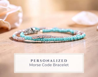 Personalized Morse Code Bracelet with Custom Message, Beaded Hidden Message Jewelry, Meaningful Gift for Her, Custom Bracelet Women