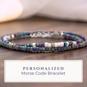 Personalized Morse Code Message Silver Wrap Beaded Bracelet for Women, Custom Quote Jewelry, Unique Gift Ideas for Her, Personalized Gift