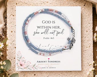 God Is Within Her She Will Not Fail Morse Code Bracelet, Christian Jewelry for Women, Psalm 46:5 Bracelet Religious Gift for Her Bible Verse
