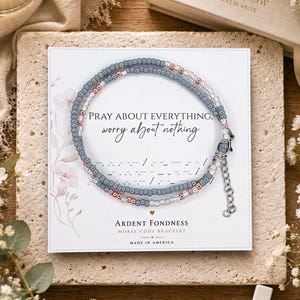 Pray About Everything, Worry About Nothing Morse Code Bracelet: Christian Encouragement, Faith Jewelry Prayer Bracelet Christmas Gift