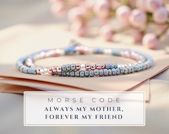 Always My Mother Forever My Friend Morse Code Bracelet | Dainty Personalized Gift | Unique Minimalist Mom Jewelry