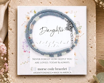 Daughter Morse Code Bracelet, Daughter Jewelry for Women, Daughter Gift from Mom and Dad Daughter Birthday Gift from Mother and Father