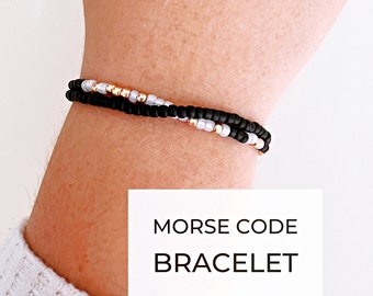 Custom Morse Code Bracelet, Personalized Hidden Message Jewelry, Custom Name Adjustable Bracelet, Beaded Bracelet, Unique Gift for Her Women