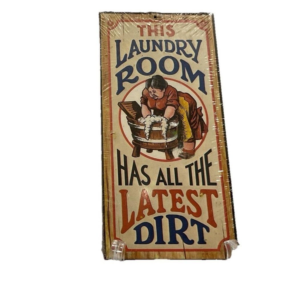 Vintage Laundry Room Sign Latest Dirt Novelty Humor Wooden Decor Wall ...
