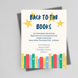 Back to School Flyer Printable, Book Club Editable Template, Back to School, School Club Template