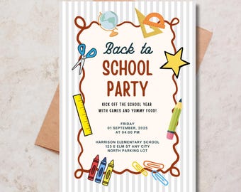Back to School Invitation Printable, School Party Editable Template, Back to School Party Invite, School Invitation