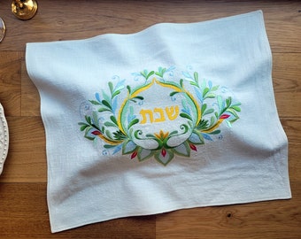 Floral challah cover, Shabbat Shalom personalized challah cover