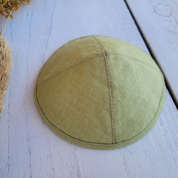 Sage green kippah, saucer kippah, Jewish head cover