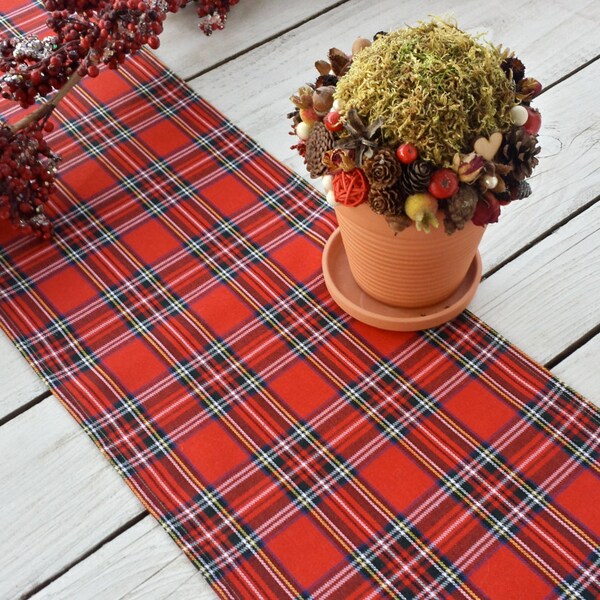 Red Check Table Runner Etsy UK