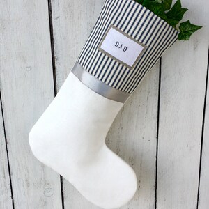 Blue stripes Christmas stockings, ticking Christmas stockings, striped top Christmas stocking,linen stocking, family stockings image 3