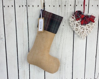 Purple plaid Christmas stockings,tartan christmas stockings, personalized stockings, rustic family stocking