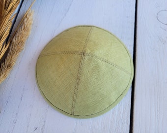 Light moss green kippah, saucer kippah, Jewish head cover