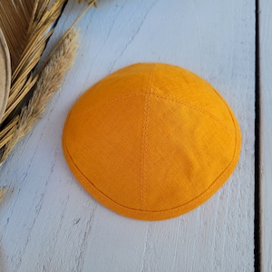 Orange kippah, saucer kippah, Jewish head cover image 1