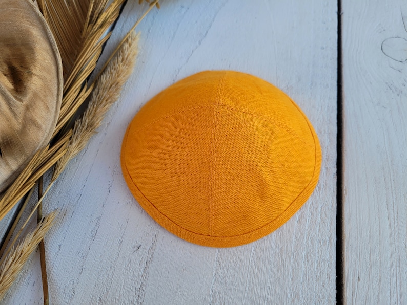 Orange kippah, saucer kippah, Jewish head cover image 1