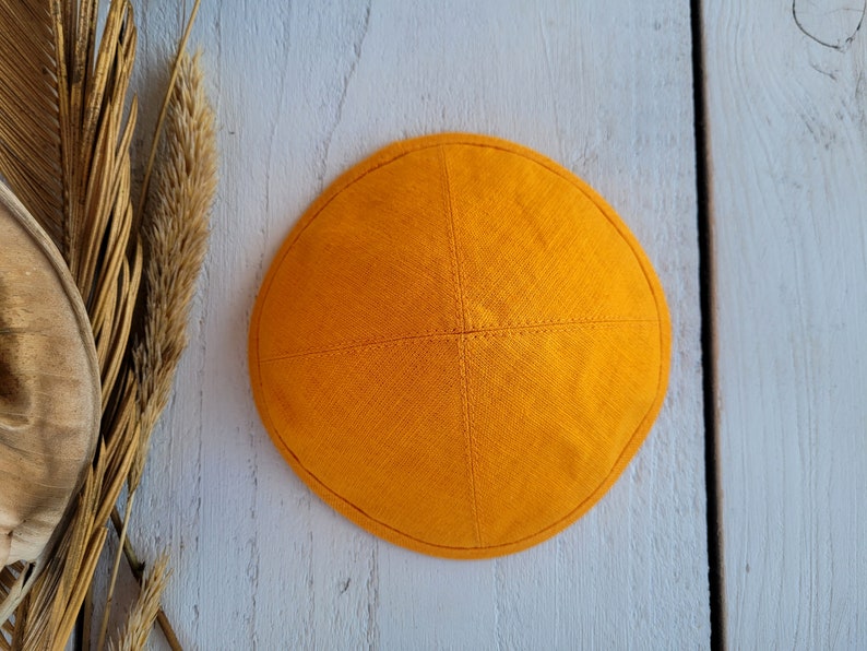 Orange kippah, saucer kippah, Jewish head cover image 4