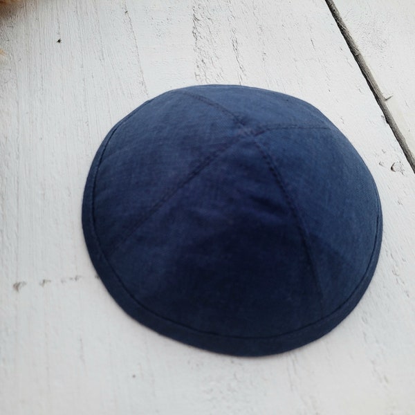 Navy blue kippah, saucer kippah, Jewish head cover