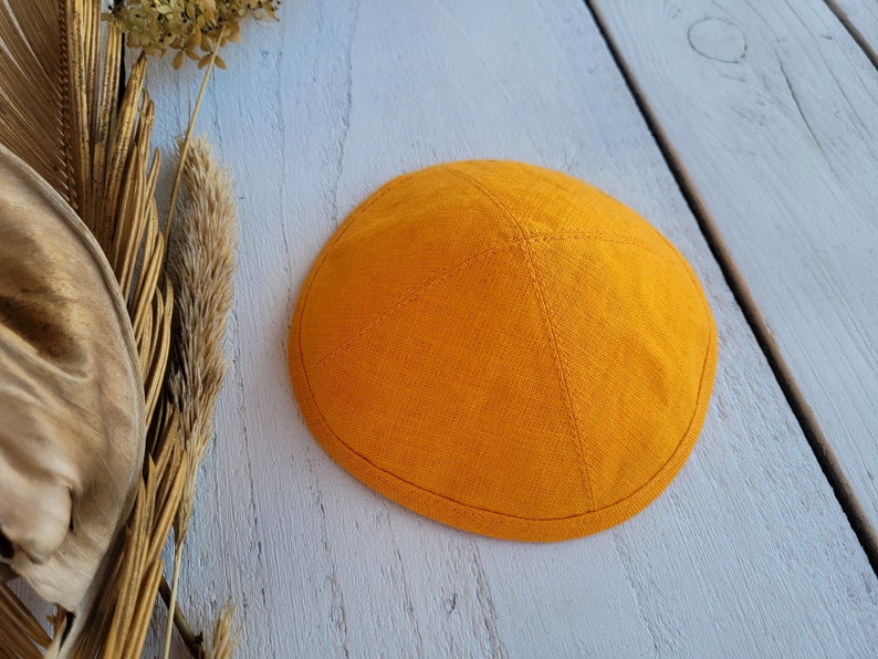 Orange kippah, saucer kippah, Jewish head cover image 2
