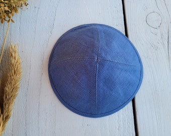 Denim blue kippah, saucer kippah, Jewish head cover