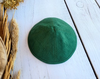 Emerald green kippah, saucer kippah, Jewish head cover