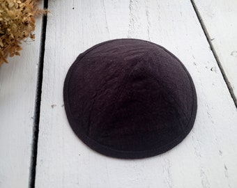 Dark brown kippah, saucer kippah, Jewish head cover