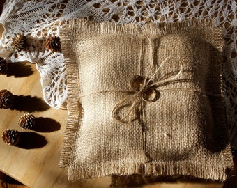 Burlap ring  pillow