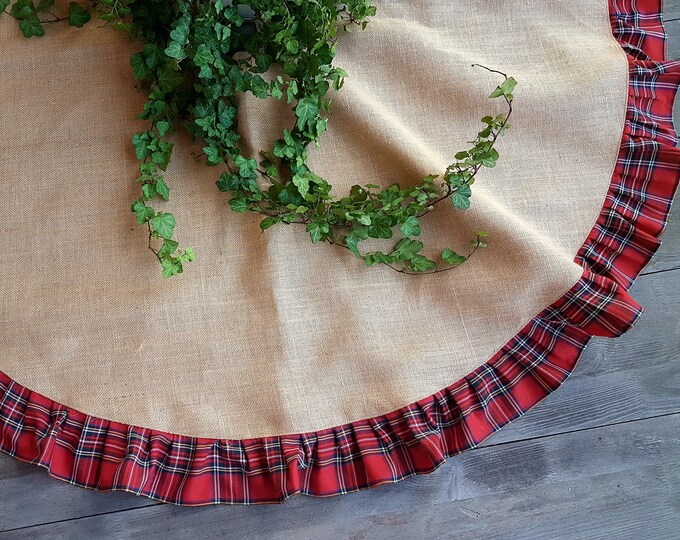 Burlap And Plaid Tree Skirt 